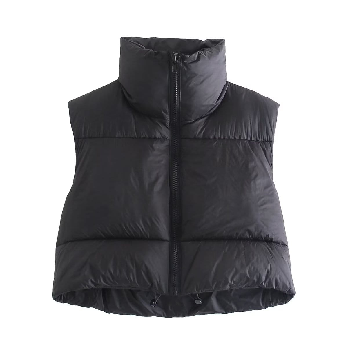 Winter Slim Fit Cotton Padded Jacket Vest with Zipper Closure