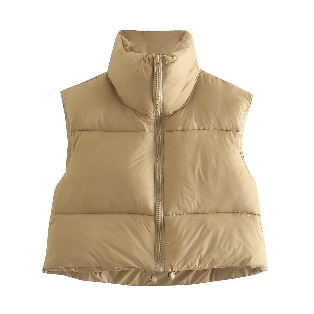 Winter Slim Fit Cotton Padded Jacket Vest with Zipper Closure