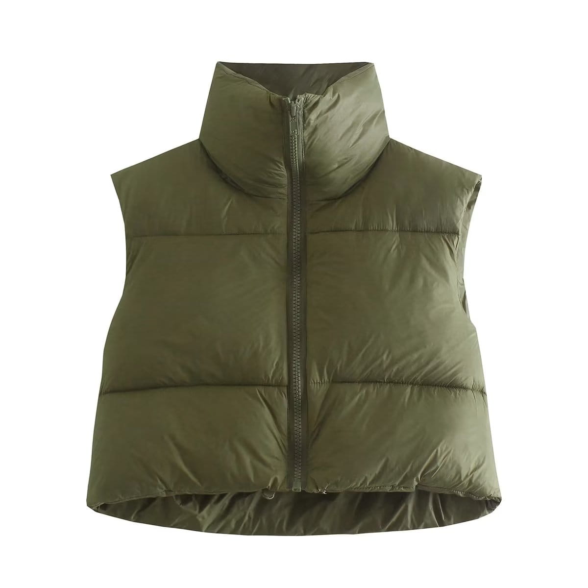 Winter Slim Fit Cotton Padded Jacket Vest with Zipper Closure