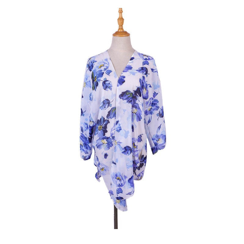 FRESH BLUE FLORAL LIGHT CHIFFON-VETEMENTS 