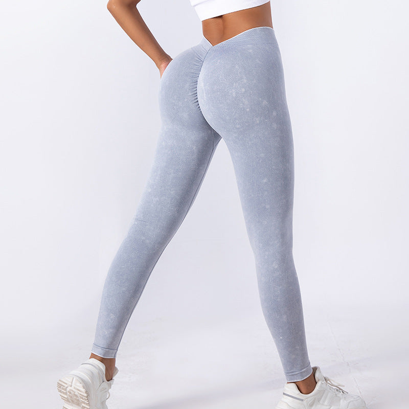 Light gray ruched athletic leggings from Washed Seamless Yoga Trousers for stylish workouts