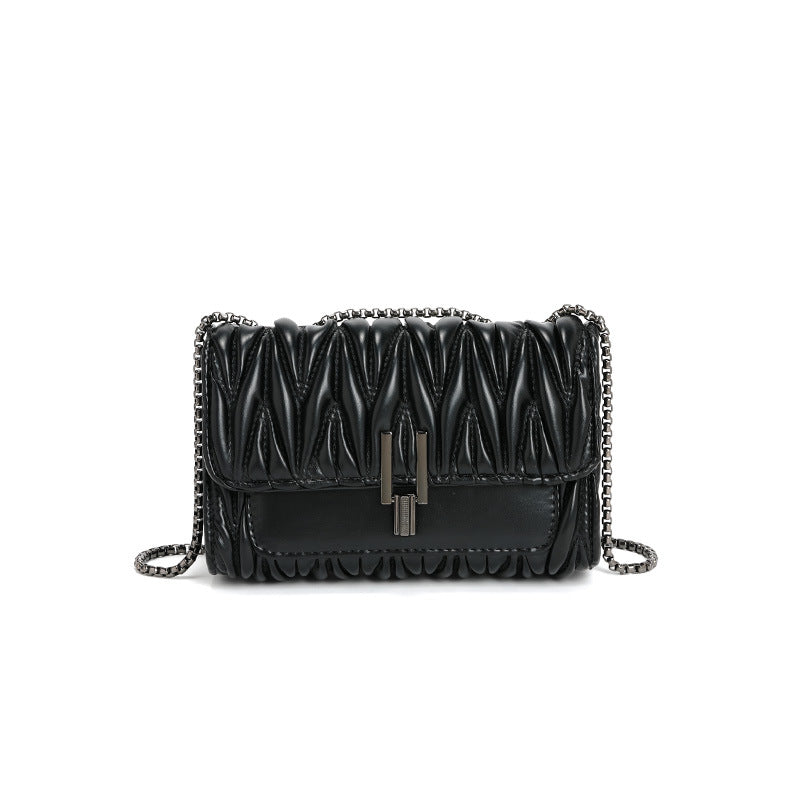 Black quilted leather crossbody bag from Langry, perfect for stylish fashion ملابس