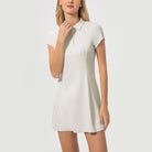 Breathable Short Tennis Dress in white, stylish design for sports fashion enthusiasts