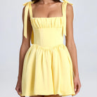 Yellow mini dress with tie straps from Stunning Tight Fit Slim Fit Dress fashion collection