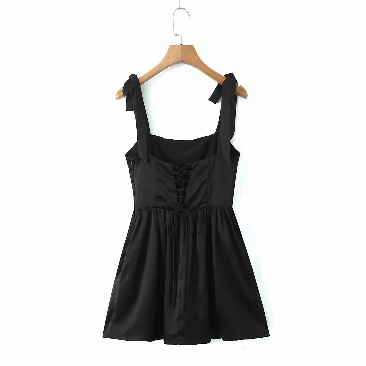 Black tie-strap dress from Stunning Tight Fit Slim Fit Dress, perfect for fashion enthusiasts