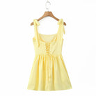 Yellow tie-strap sundress from the Stunning Tight Fit Slim Fit Dress collection in fashion ملابس