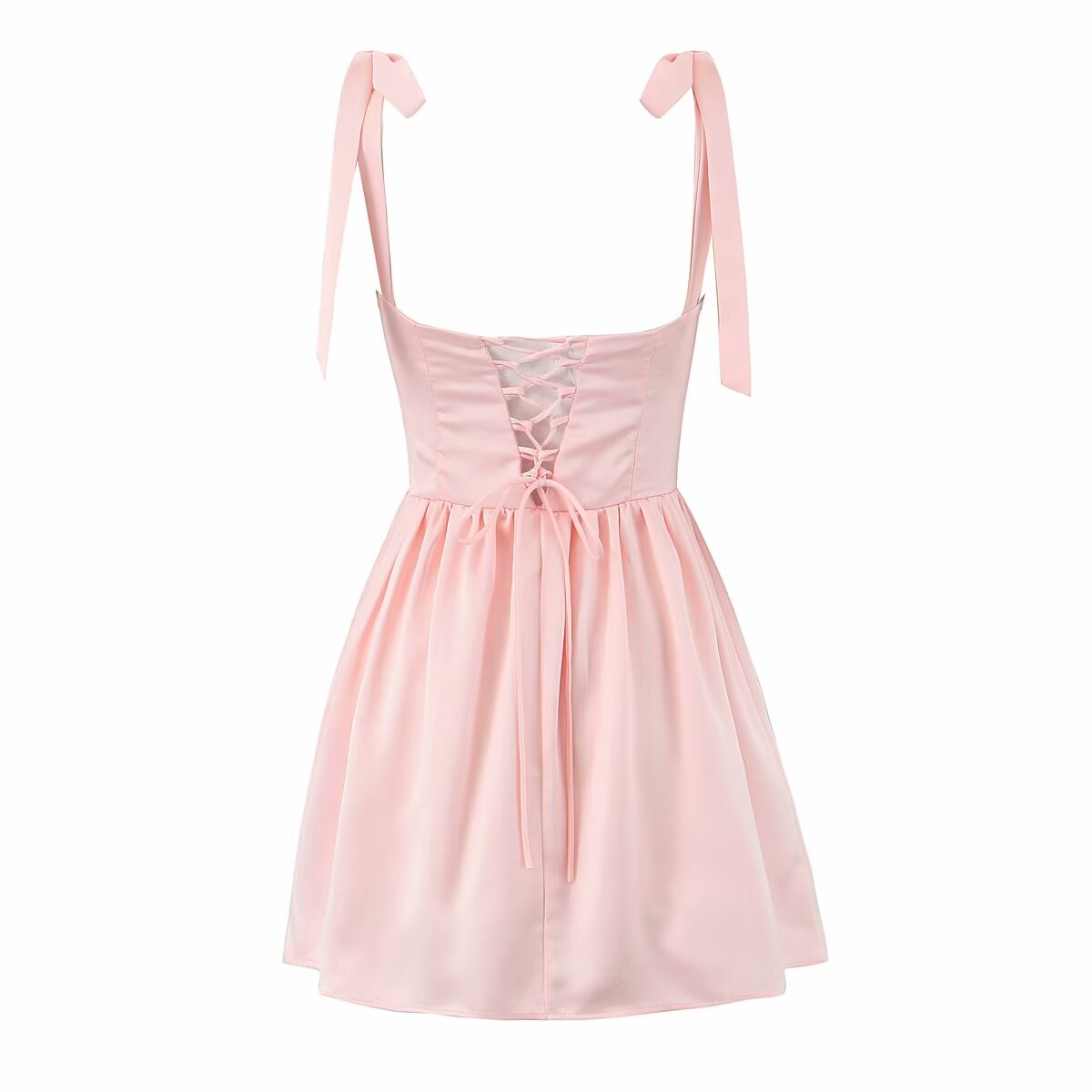 Pink tie-strap corset dress in Stunning Tight Fit Slim Fit Dress for stylish fashion ملابس