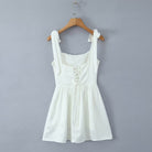 Elegant White Tie-Strap Sundress from Stunning Tight Fit Slim Fit Dress collection for Langry fashion