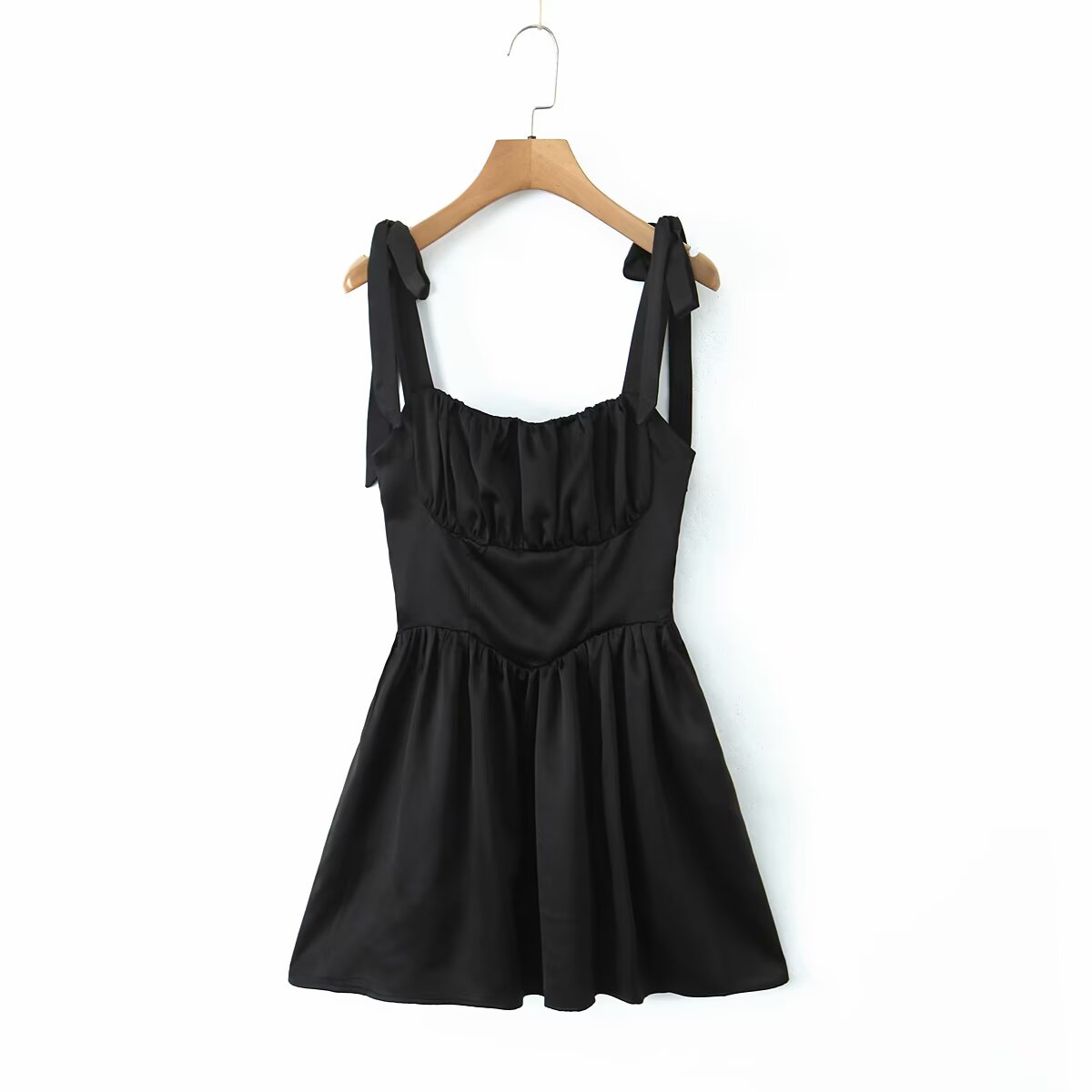 Stylish black tie-strap mini dress from Stunning Tight Fit Slim Fit Dress collection