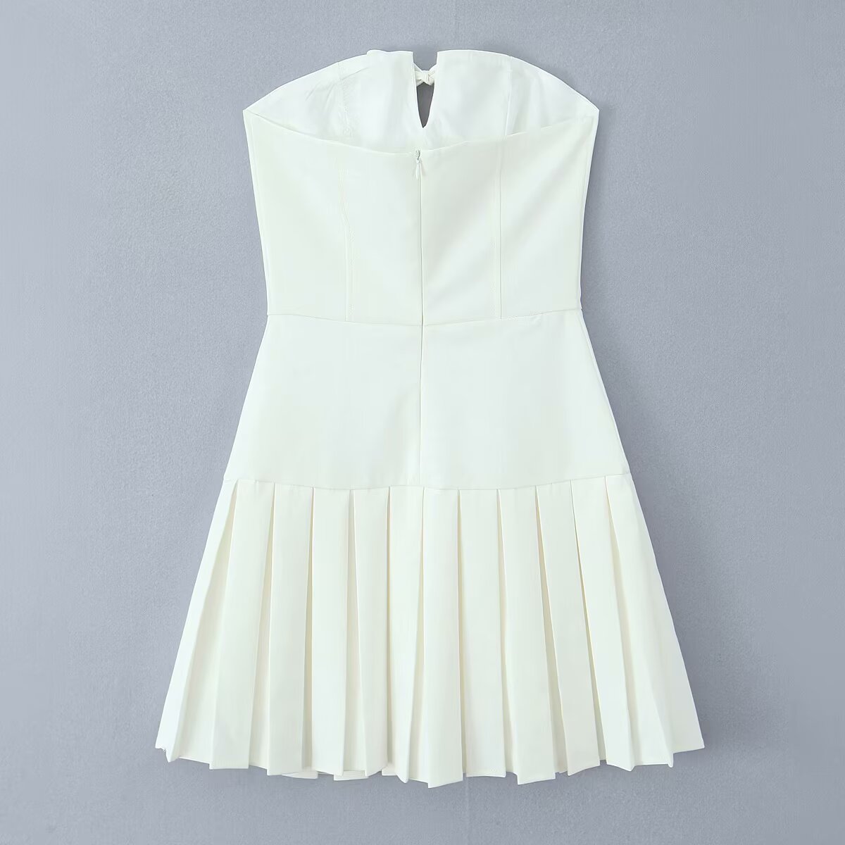 White strapless pleated dress from Enchanting A line Pleated Dress collection for modern fashion