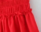 Red shirred fabric with ruffles on Attractive Daily Dress, a stylish fashion essential