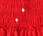 Red shirred fabric with shell buttons in Attractive Daily Dress for stylish ملابس fashion