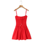 Red spaghetti strap dress from Attractive Daily Dress showcasing modern fashion ملابس styles