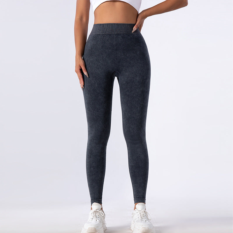 Dark gray high-waisted seamless leggings from Washed Seamless Yoga Trousers for stylish fitness