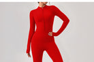 Bright red long-sleeved athletic jumpsuit, stylish for langry and ملابس enthusiasts