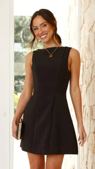 Sleeveless black Elegant Turtleneck Backless Dress for stylish fashion lovers