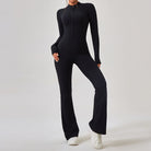 Black long-sleeved turtleneck jumpsuit with flared legs for stylish, comfy langry fashion