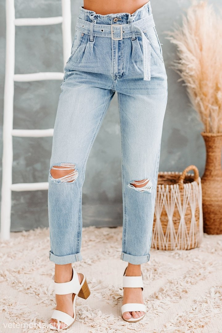 HOLE DENIM TROUSERS