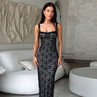 Elegant Fall Maxi Dress featuring a Black Lace design for stylish autumn fashion ملابس