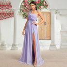 Lavender one-shoulder chiffon gown, Taro Purple evening dress for elegant fashion ملابس