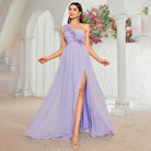 Lavender Taro Purple One-Shoulder Evening Dress, a stylish choice for evening fashion ملابس