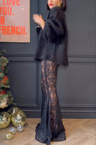 Black lace mermaid dress featured in the Casual Loose Lace Two Piece Set for stylish fashion