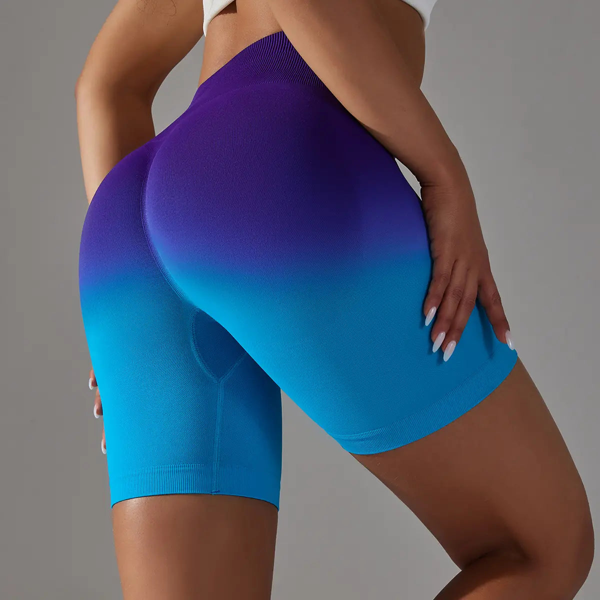 High Waist Color Block Yoga Pants in Light Purple Pink and Turquoise Green