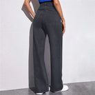 Dark gray high-waist wide-leg jeans, a stunning piece for modern fashion ملابس