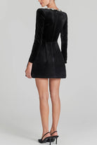 Elegant Diamond Inlaid Short Velvet Dress in black, showcasing langry fashion style