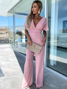 Pink wide-leg jumpsuit from Casual One Piece Trousers, ideal for Langry fashion ملابس