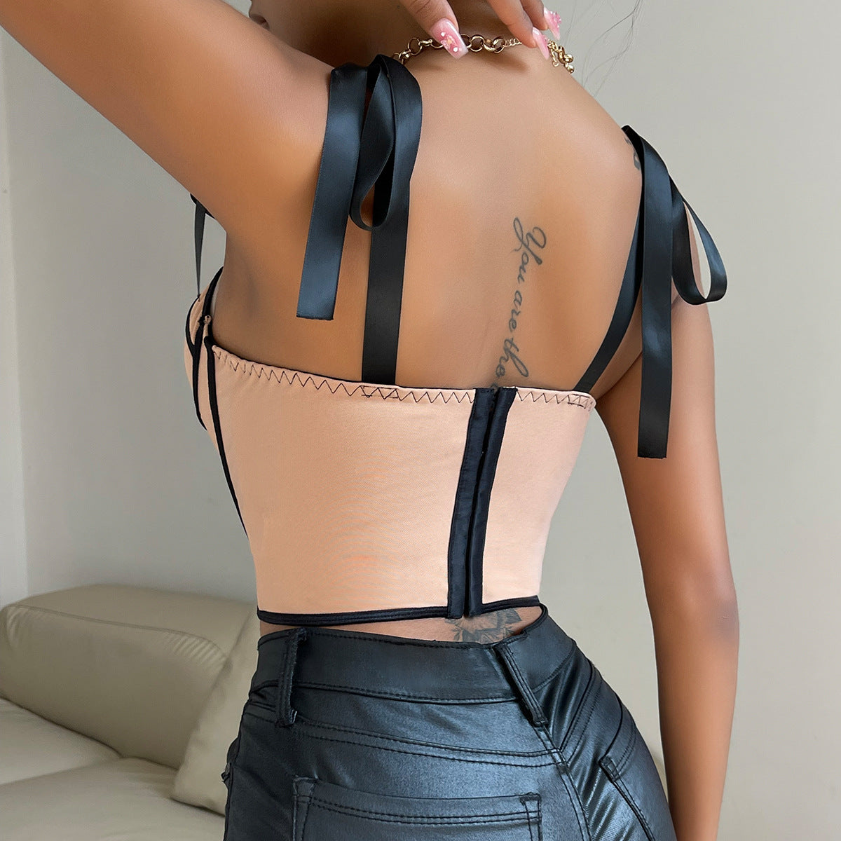 SEXY RIBBON TIE BONING CORSET CAMISOLE-VETEMENTS 