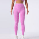 Pink high-waisted seamless leggings for yoga, perfect for stylish athletic wear