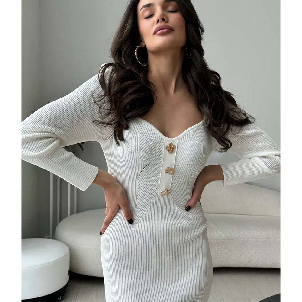 White ribbed knit dress from Gorgeous Knitted Dress, perfect for stylish fashion looks