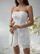 White lace strapless romper in Beautiful Short Dress Evening Dress, ideal for stylish fashion