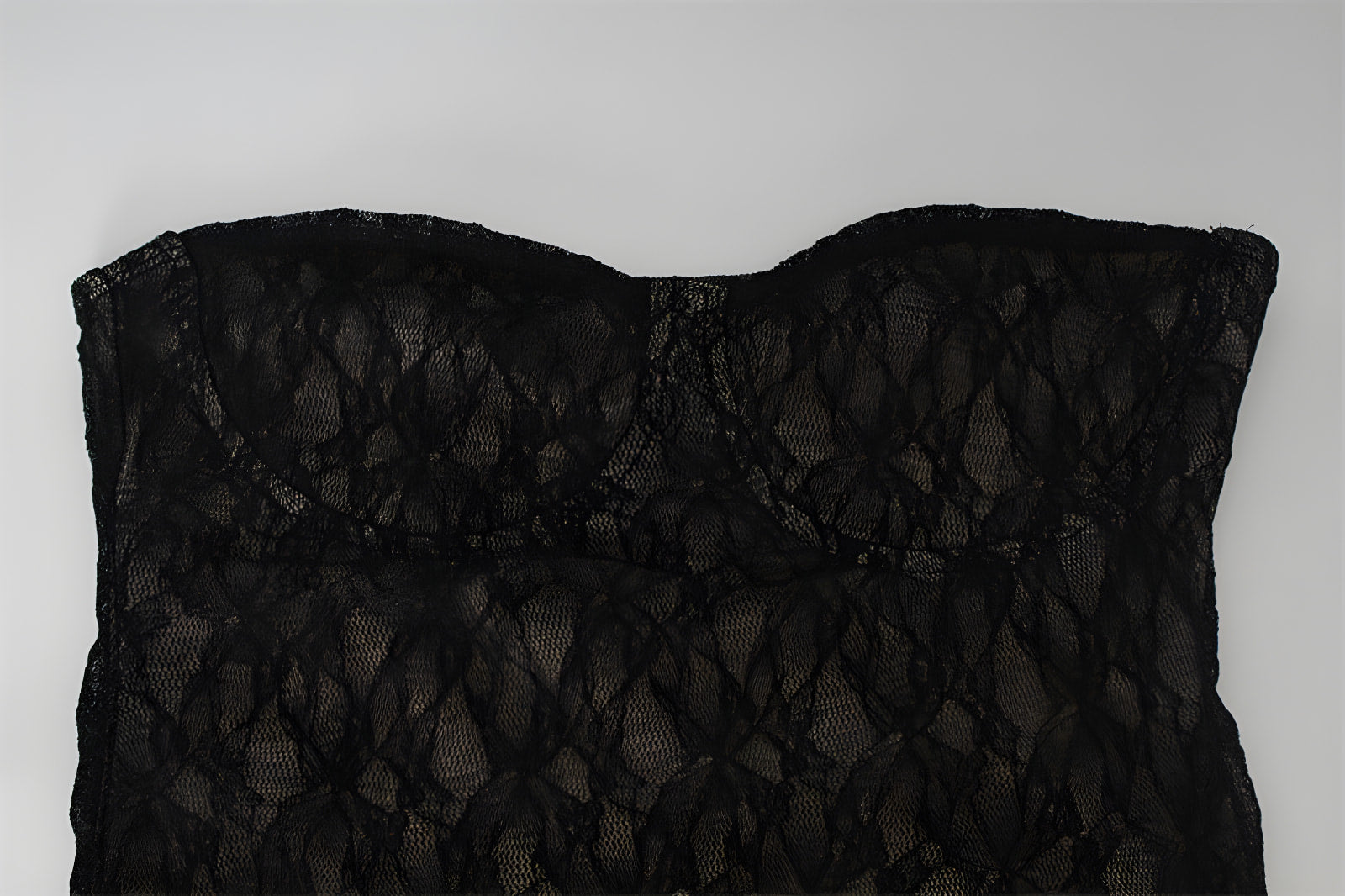 Black lace fabric with floral pattern featured in Stunning Pure Lace Dress for fashionable ملابس