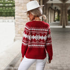 TRENDY ROUND NECK RED KNITTED CHRISTMAS SNOWFLAKE SWEATER-VETEMENTS 