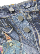 Casual Dirty Denim Pants featuring denim fabric with stylish silver metal buttons for fashion