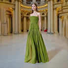 Strapless green dress with a belt from Enchanting, perfect for stylish ملابس fashion