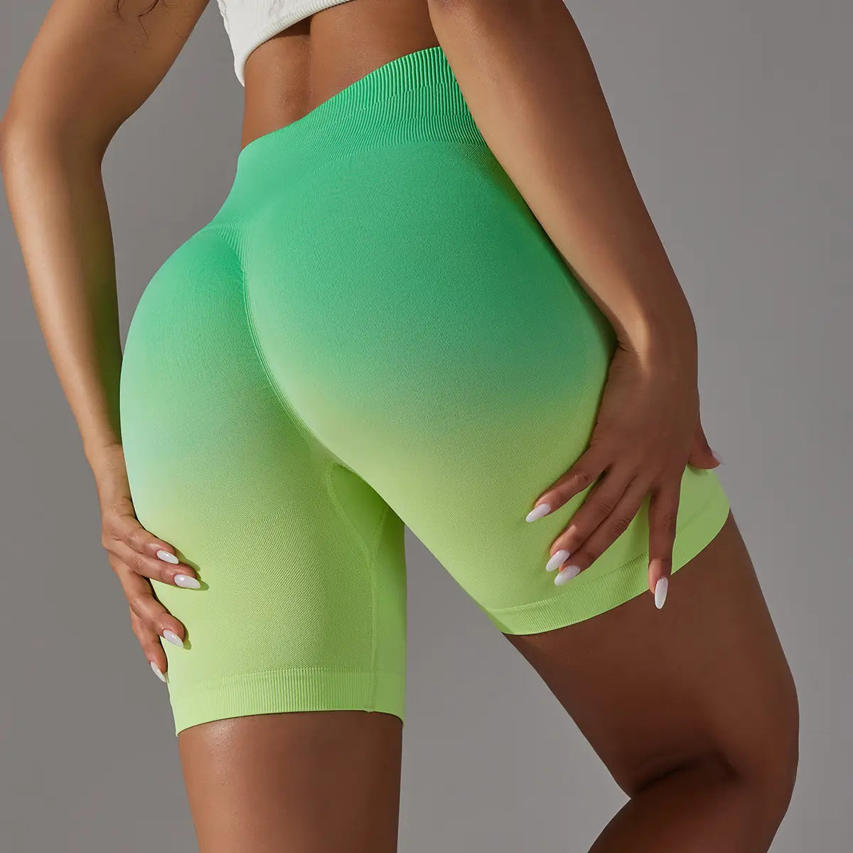 High Waist Color Block Yoga Pants in Light Purple Pink and Turquoise Green