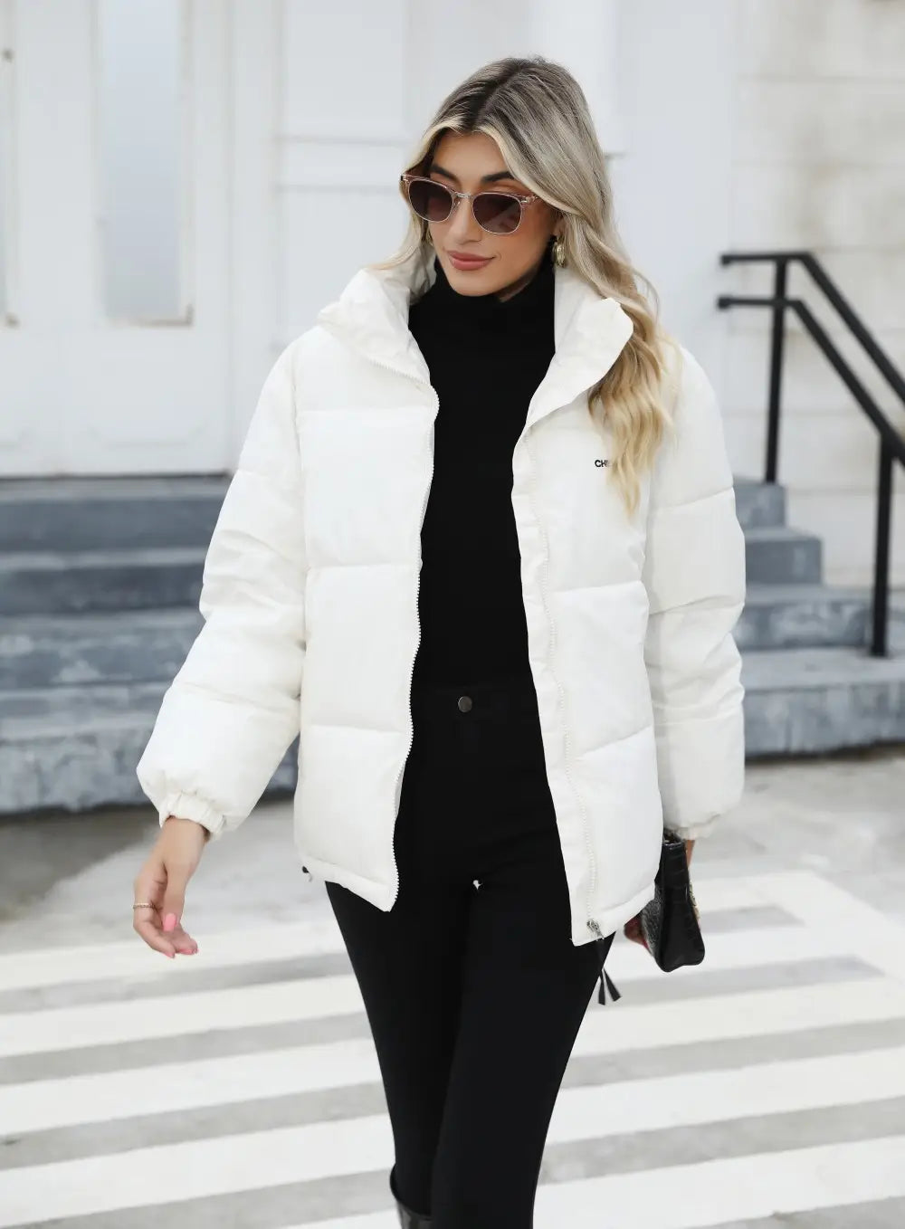 Casual Loose Fit Winter Cotton Padded Jacket with Zipper Closure