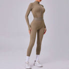 Olive-green athletic jumpsuit from Comfy Mesh Stitching Fitness One Piece for langry fashion