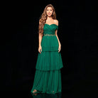 Emerald green tiered evening gown from Gorgeous Design Beautiful Mesh Dress in fashion