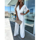 White wide-leg jumpsuit from Casual One Piece Trousers for stylish fashion enthusiasts