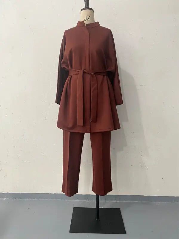 COMFY LOOSE BELT TOP CROPPED PANTS SUIT-VETEMENTS 