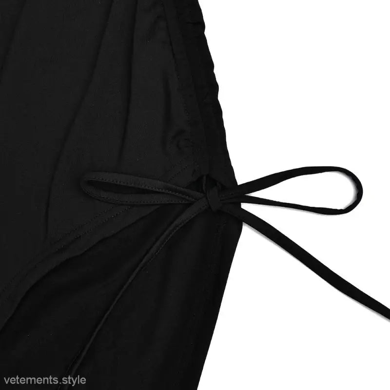 Black fabric with tied drawstring on Single Shoulder Cami Dress for Summer Parties