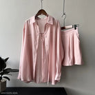 Pink Belted Long Sleeve Sun Protection Shirt and shorts, ideal for breathable sun protection