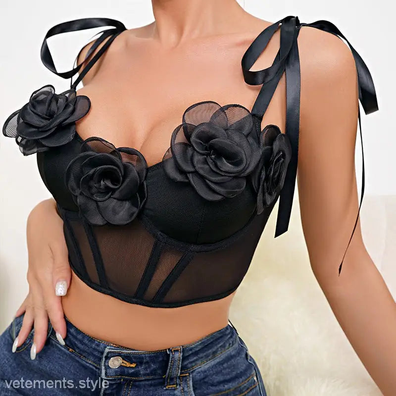 BLACK ROSE SEXY CORSET-VETEMENTS 