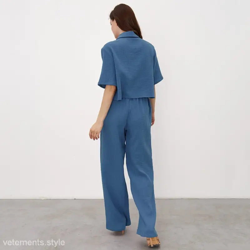 BLUE COTTON PAJAMAS SET-VETEMENTS 