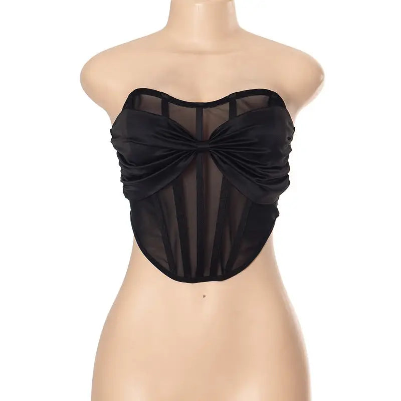 BOW MESH SEXY BANDEAU TOP-VETEMENTS 