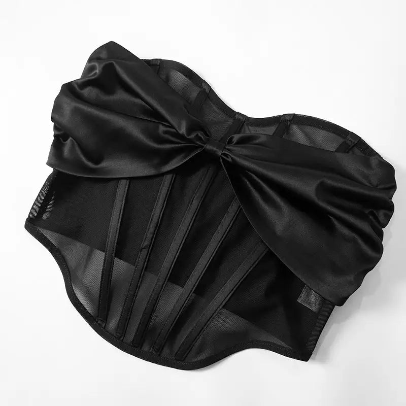 BOW MESH SEXY BANDEAU TOP-VETEMENTS 